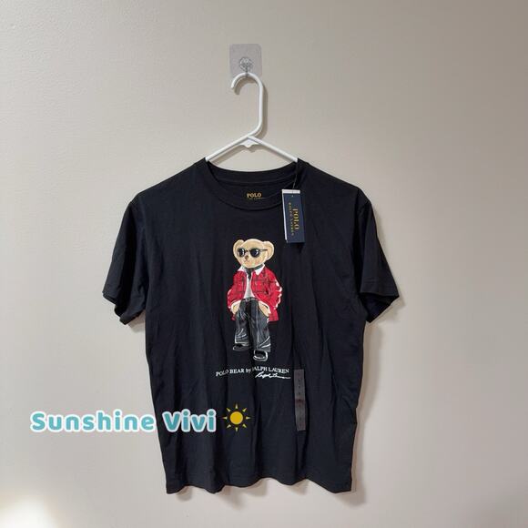 NWT Limited Ralph Lauren Women's Female Polo Bear T-Shirt in Black Small